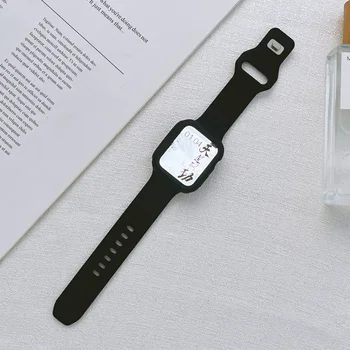 Vidro+Case+Correia Para a Apple faixa de Relógio de 44mm 40mm, 45mm 41 38 42 mm 44 mm de Silicone pulseira bracelete iWatch serie 3 4 5 6 se 7