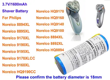 Cameron Sino 1600mAh Bateria da máquina de Barbear Philips Norelco 8892XL,8894XL,8895XL,9160XL,9170XL,9195XL,HQ8894,HQ9100,HQ9140,HQ9160