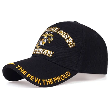 Nova Moda U.S. Marine Corps Veterano poucos o orgulho Chapéus Carta Bordado Caps Orgulhosamente Marinha USMC Preto Bonés de Beisebol