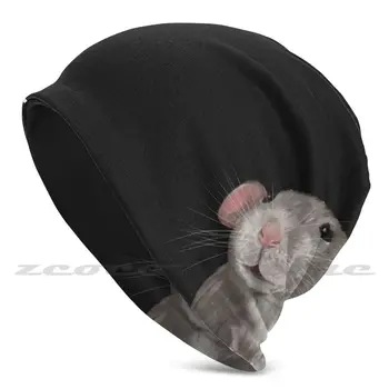 A Exibição De Ratos ( Cinza / Preto ) Malha Chapéu Elástico Macio Personalizado Padrão Presente Cap Rato Rato Animais De Estimação Retrato Surrado