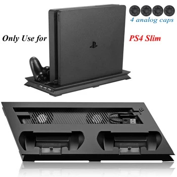 Para PS4 Slim do Console do Jogo Ficar Com 3 HUB Port Ventilador de Refrigeração Vertical de Carregamento Doca Dupla Estação de Carregamento