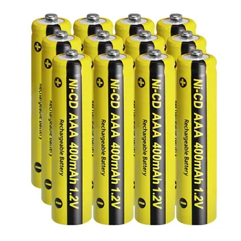 12pcs NICD 1,2 V AAA bateria recarregável 400mah botão superior indurstry baterias PKCELL marca