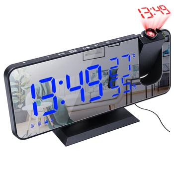 LED Relógio Digital Relógio de Mesa Eletrônica Relógios USB de Despertar, Rádio FM Vez Projetor Função Soneca 2 Alarme 2#