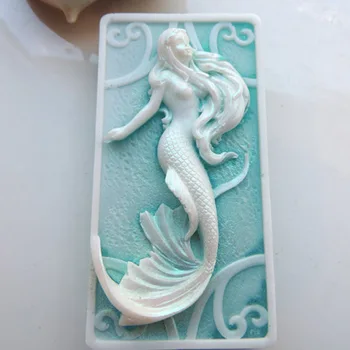 PRZY de silicone sereia no mar de espuma perfumada base de vegetais praia sabonete artesanal decoração do bolo de vela do molde