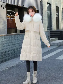 Novo Super Quentes de Mulheres Casaco de Inverno De 2022 Longo Casaco Mulheres coreano Moda Oversize Chique e Elegância Parkas Acolchoado Jaqueta Mulheres
