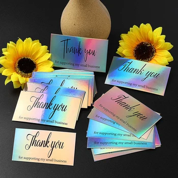10-50 Pcs Cartões de Agradecimento para Apoiar a Minha Pequena empresa Holográfico Laser, Cartões de Saudação, cartão Postal para o Varejo On-line de Compras