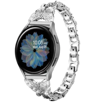 20mm 22mm Mulheres de Diamante Banda para Samsung Galaxy Watch 4 Clássico de Aço Inoxidável, Pulseira de 42mm de 46mm de 40mm 44mm Bling Pulseira de Metal