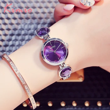 KIMIO Marca Simiple Mulher de Quartzo Relógios de Luxo Senhoras de Cristal Grande Preto Jóia, Pulseira de relógio de Pulso Relógio de Presente de Natal Para Mulheres