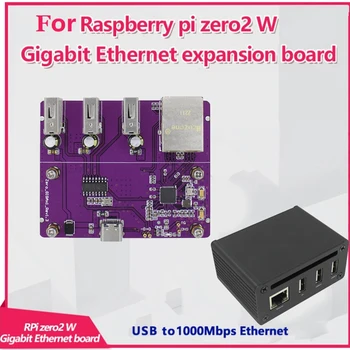 Para Raspberry Pi Zero W/2W Gigabit Ethernet Placa de Expansão+Case em Alumínio USB Para Ethernet HUB USB RJ45 CHAPÉU Tipo-C Zero