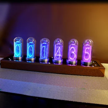 LED Colorido analógico retro brilho do tubo relógio atmosfera luminosa da lâmpada com despertador decoração sala de estar presente de amigo