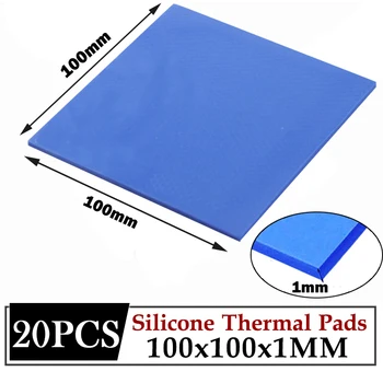 20pcs Muito 100mm*100mm*1MM 1MM Tichkess SMD DIP Chip IC Azul Almofada Térmica Dissipador da CPU Almofada Refrigerando Condutora de Silicone Térmico