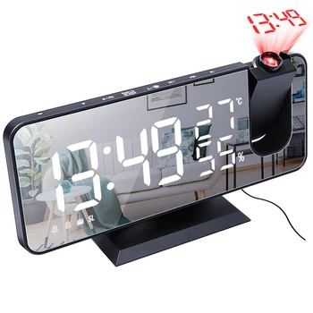 Projeção Digital Relógio Despertador com Rádio FM Smart Home Quarto-de-Cabeceira Relógio Projetor LED Eletrônica Relógio Despertador Dígitos