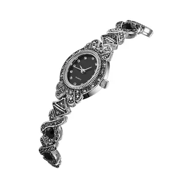 Vintage Mulheres do cristal de Quartzo Relógio Esculpido Faixa da Liga relógio de Pulso Pulseira Retro Cristal Relógios Presentes LL@17
