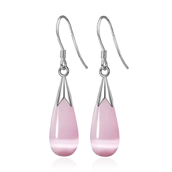2022 Nova Moda Wihite Pink Opal Brinco Gota Brincos de Design para as Mulheres de Estilo Simples, Longo Gancho da Orelha Pingente, Brincos Jóias