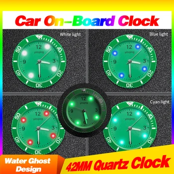 42MM Carro Relógio Atmosfera de Luz Automóveis Internas de Pau-Mini Relógio Digital Mecânica de Quartzo Relógios Auto Ornamento