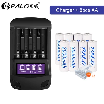 4-24pcs 1,2 v ni-mh AA 2a bateria recarregável bateria aa + usb display LCD inteligente carregador para 1,2 v aa aaa recarregáveis