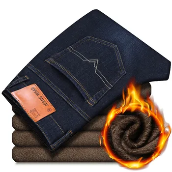 PICKLION Homens de Lã Jeans de Inverno, Calças Quentes 2022 Moda Trecho Magro Calças Jeans Clássico Calças de Novos Negócios Casuais Jeans