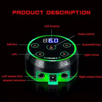 Novo Mini AURORA II da Tatuagem do LCD Fonte de Alimentação com Adaptador de Alimentação para Bobina e Rotativo Máquinas de Tatuagem