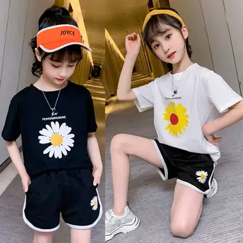 Esporte e Lazer T-shirt + Shorts De 2022, o Sol de Verão, Moda Todos-correspondência Garoto de Terno Bonito Menina Encantadora Topo Criança Bebê Curto