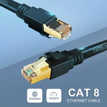 PC Cabo RJ45 Ethernet Cat 8 10m 30m 40 gbps 2000MHz Cabo de Lan da Rede de Internet Blindagem Portáteis PS 4 Router de Modem de Cabo Cat7