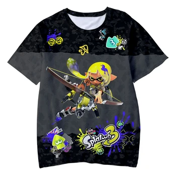 Splatoon 3 T-Shirts Anime Graffiti Jogo de Tiro 3D Camiseta de Moda infantil Casual Meninos Meninas rapazes raparigas Unisex Kawaii em torno do Pescoço Camiseta Tops