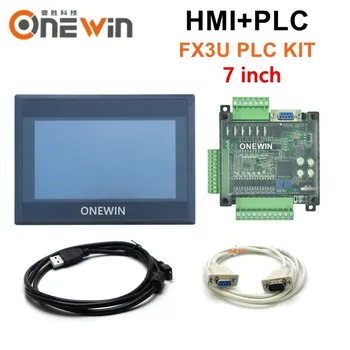 IHM touch screen de 7 polegadas e FX3U series PLC, painel de controlo industrial com download do cabo de comunicação ONEWIN