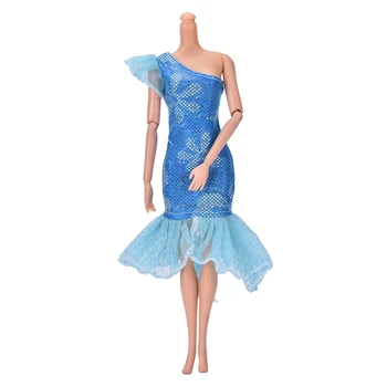 Moda QUENTE, Bonito Bonito de Trajes de Festa Azul Roupas Vestido Para boneca 9