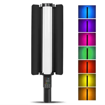 Recarregável Luz do RGB da Vara do DIODO emissor de Luz da Varinha de Temperatura de Cor Ajustável Com Visor LED Estúdio de Fotografia Preencher a Lâmpada para o Vlog ao Vivo
