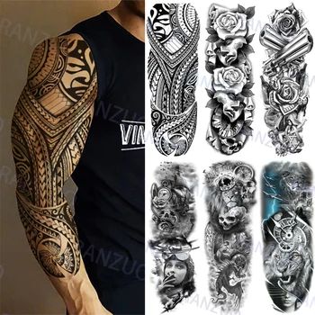 Impermeável Tatuagens Temporárias de Adesivos crânio de Lobo Rei Leão Adesivos Homem de Corpo das Mulheres Grandes Autocolantes a Arte da Moda Braço Fake Tattoo
