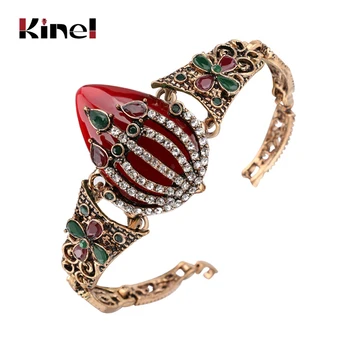 Kinel Bracelete Vintage Para Mulheres De Cor Ouro Antigo Mosaico De Cristal Branco Turco Jóia De Presente De Natal