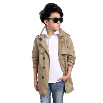 clássico menino de casaco de trincheira sólida, cavalheiro do estilo jaqueta casaco for4-12years meninos crianças causal vestuário roupas