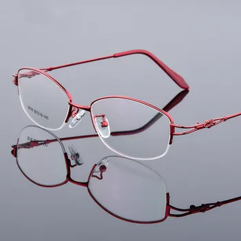 Transparente, Óculos Olho de Gato Quadro da Liga das Mulheres Óptico Claro Len Óculos de Miopia Armações de Óculos de Meia-quadro de Armações de grau