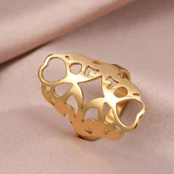 Anéis De Aço Inoxidável Padrão Irregular Elegante Coração Da Chegada Nova 2022 Moda Grande Anel Para As Mulheres, Jóias Festa De Casamento Presentes