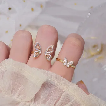 IFMIA Nova Moda da Cor do Ouro Borboleta Anéis Minimalista anilhas Abertas Para as Mulheres, as Meninas de Cristal Jewlery 2022 Tendência