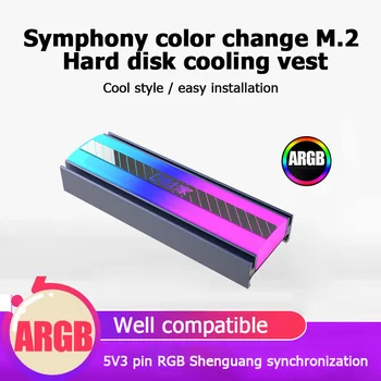 Alumínio ARGB M. 2 SSD do Dissipador de calor, 5V 3 2280 Unidade de Estado Sólido de Disco Rígido de Arrefecimento do Radiador Colete Almofada Térmica de PC DIY Acessórios