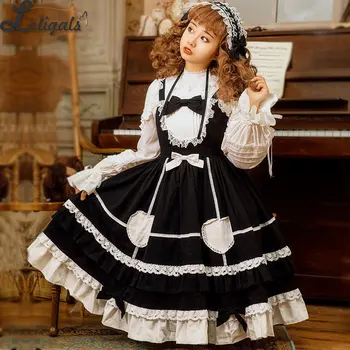 Pouco Pudim ~ Clássico Lolita JSK Vestido de Algodão Midi Vestido de Festa