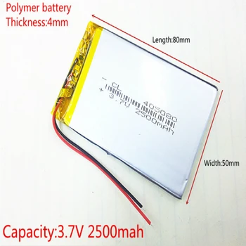 405080 3,7 V 2500mAh de Polímero de Lítio Recarregável LiPo células de Bateria Para o painel de GPS PSP Vedio