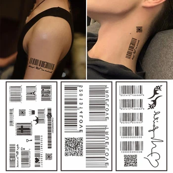 Novo 1PCS Corpo Arte do Sexo Impermeável Tatuagens Temporárias Para Homens E Mulheres Individualidade de código de Barras Design de Código de Etiqueta da Tatuagem