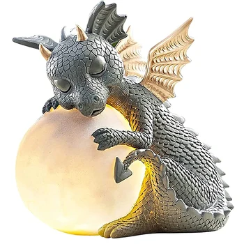 LED Dragão Estátua Figura Lâmpada Posta Solar Exterior do Jardim da Luz com a Contemplar Bola para o Quarto de Dom Pátio Gramado Piscina Quintal Decoração