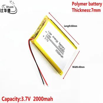 Litro de energia, bateria de Boa Qulity 3,7 V,2000mAH 704060 de Polímero de lítio ion / Li-íon da bateria para o pc da tabuleta do BANCO,GPS,mp3,mp4