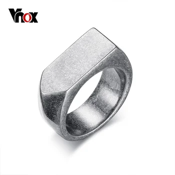 Vnox 9mm Flat-top Retrô Anéis para Homens Punk de Aço Inoxidável do sexo Masculino Anéis Jóias EUA Tamanho de 8 a 12