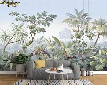beibehang Europeia retro nostálgico palácio pintados a mão de coco árvore de floresta tropical pintura a óleo personalizados em 3d papel de parede mural