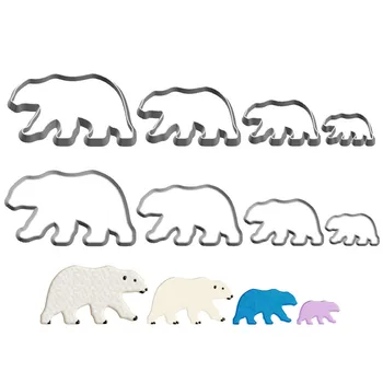 Vários Urso Polar Biscoito Molde Cortador de Biscoito de Plástico 3D Cartoon Pequeno Animal, Forma de Decoração do Bolo Fondant de Cortadores de Ferramentas