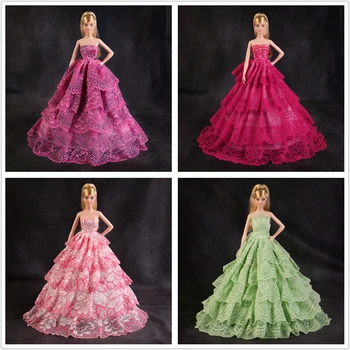 1PC Barbie Roupas de Alta-end Artesanal de Bonecos Vestido à Direita da Noiva do Casamento o Casamento de Vestido Para a Barbie Acessórios