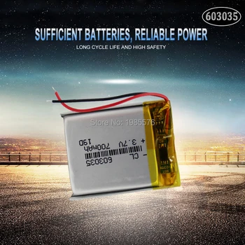 3,7 V 700mAh 603035 de Polímero de Lítio Li-Po li ion Bateria Recarregável Para mp3 mp4 mp5 Tacógrafo do Carro DVR Fone de ouvido Bluetooth GPS