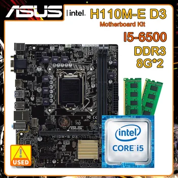 ASUS H110M-E D3 1151 placa-Mãe kit Core i5-6500 cpu e 2*8G DDR3 ram Intel H110 conjunto de placa-Mãe com USB 3.0 PCI-E 3.0 Micro ATX
