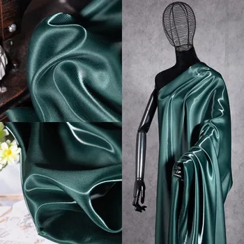 Verde escuro Líquido Brilho do Vestido de Tecido de Alto brilho Espelho Drapeados e Roupas Respirável Tecido Jaqueta Calças Casaco de Algodão