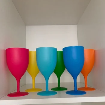 6 Peças / Set de Plástico de Alta Qualidade Copos de Vinho Cálice de Champanhe Festa de Piquenique-Bar Beba do Copo Colorido Fosco Copos