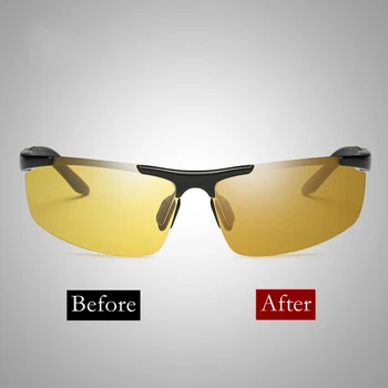 Driver de Piloto de Visão Noturna de Óculos de proteção Camaleão mudam de cor Óculos TAC Polarizada Fotossensíveis Semi-Óculos sem aro Homens Mulheres