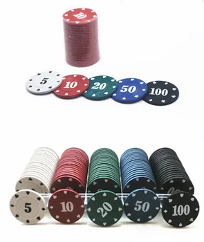 100 Pcs/Conjunto de Fichas de Poker, Bacará de Cassino Coroa LAS VEGAS Design de Plástico hold'em Poker Chips de Moedas de Dólar de Poker Club Vegas